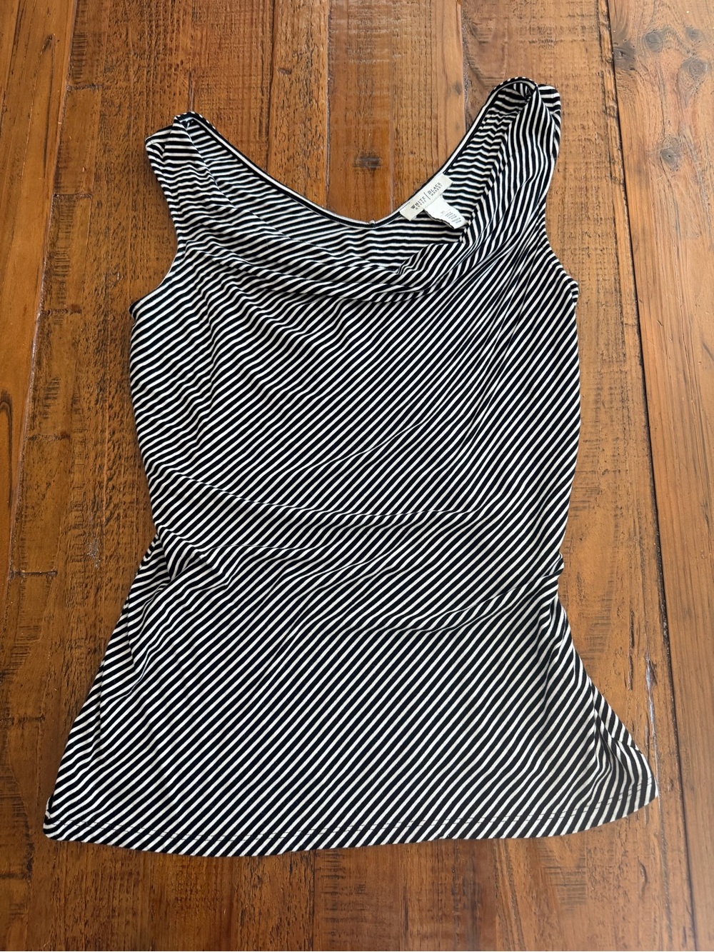 White House Black Market Black and White Diagonal Stripe Tank